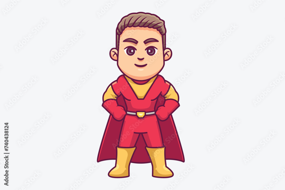 Cute superhero cartoon character illustration