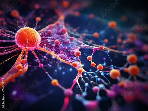 immunotherapy, dna or bacteria background. medical theme design for poster, banner, web, social media. ai generative design photo