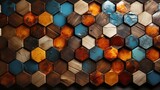Wooden hexagon texture. Honeycombs background.