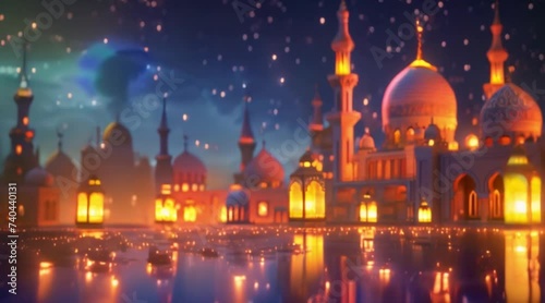 lanterns that illuminate the mosque courtyard photo