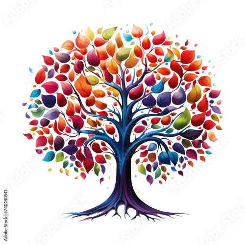 Family Tree of Love tree design with rainbow-colored leaves, symbolizing the diverse and loving connections within the family photo