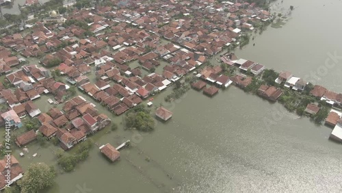 Aerial Drone Footage of residents' houses being flooded in Demak, Central Java, Indonesia 4K drone video | Visual Udara Situasi Banjir di Kabupaten Demak, Jawa Tengah, indonesia photo
