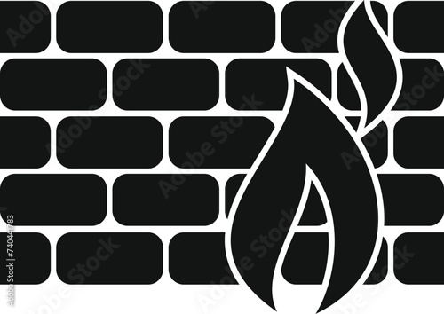 Firewall stop theft icon simple vector. Security software. Hack protection