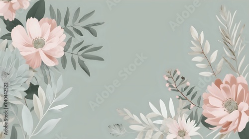 A subtle floral pattern in muted tones of sage green and blush pink  lending a touch of nature to the background.
