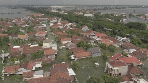 Aerial Drone Footage of residents' houses being flooded in Demak, Central Java, Indonesia 4K drone video | Visual Udara Situasi Banjir di Kabupaten Demak, Jawa Tengah, indonesia photo