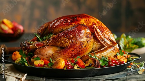 Stuffed turkey breast. Roasted whole, served with fresh vegetables