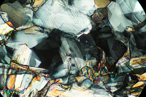 Obraz na plátně Abstract micrograph of methionine crystals made with a polarizing microscope