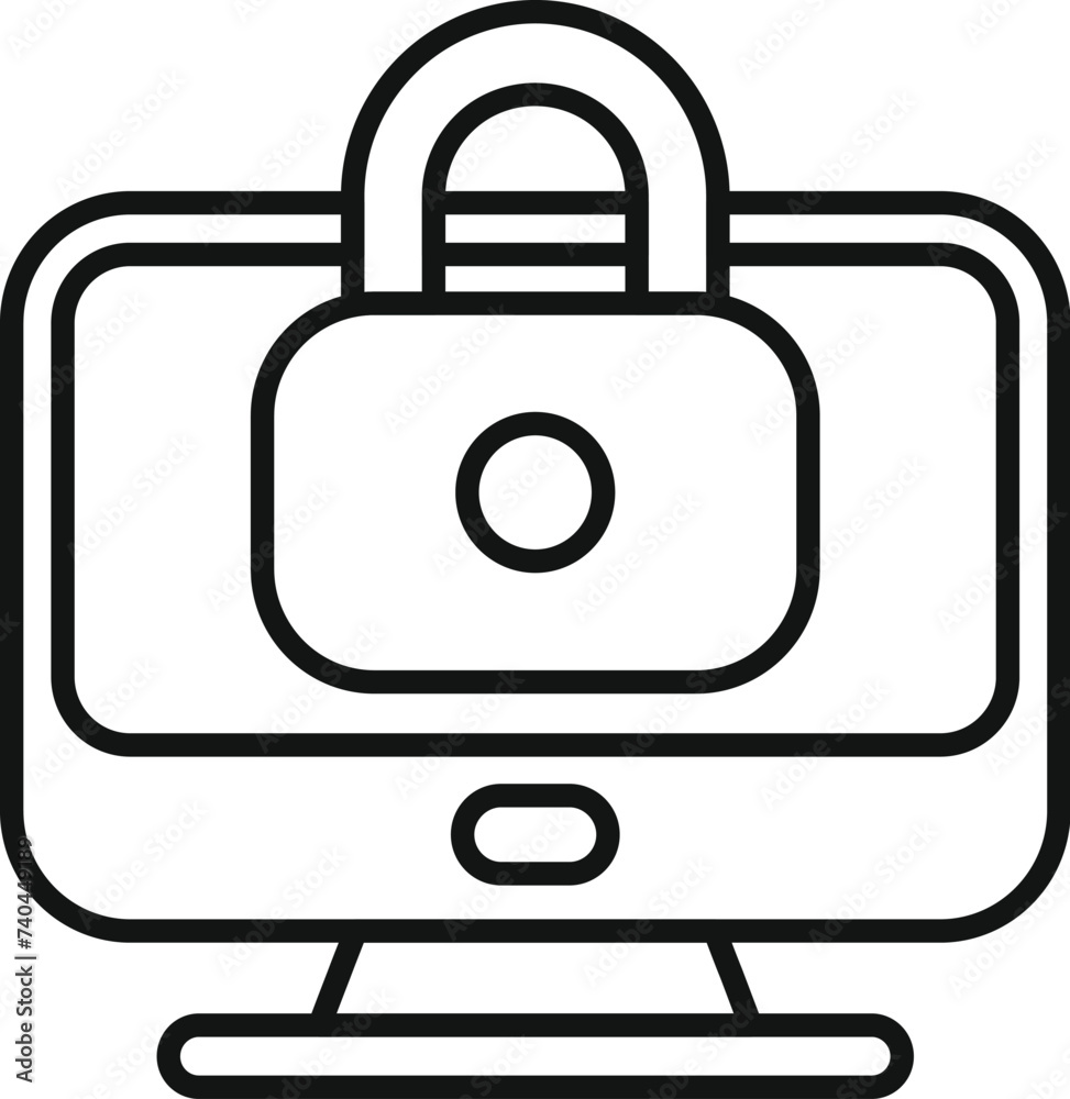 Lock online secure icon outline vector. Hacker software. Insurance protection Lock online secure icon outline vector. Hacker software. Insurance protection