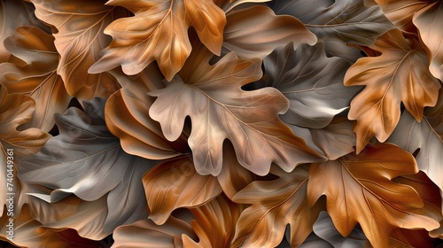 Pattern of Harmonious Oak Elm Blend: Harmonious fusion of dry oak and elm leaves, forming an elegant pattern.