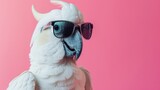 Elegant white cockatoo dons chic sunglasses, a feathered fashionista with a touch of tropical flair, Ai Generated.