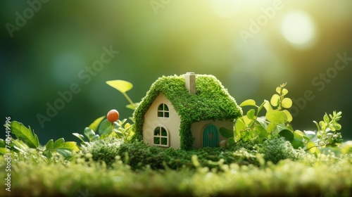 Eco-friendly dwelling amidst lush green surroundings. Ai Generated