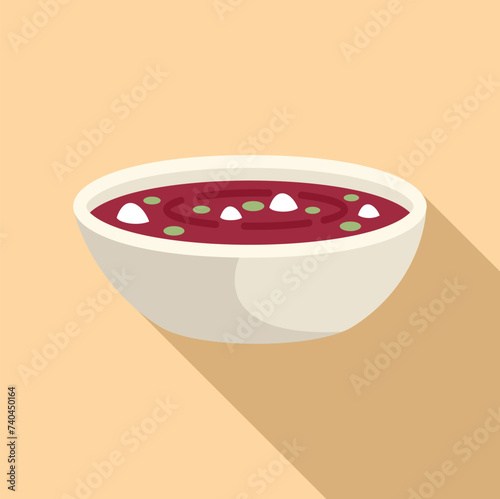 Cream soup icon flat vector. Food dinner time. Kitchen cook lunch vegetable