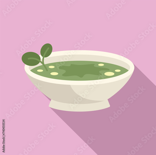 Cream soup bowl icon flat vector. Food dish dinner. Gourmet cuisine culinary