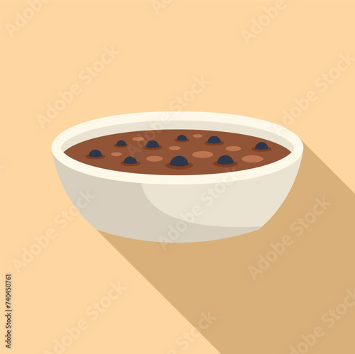 Fish cream soup icon flat vector. Vegetable bowl. Food culinary lunch