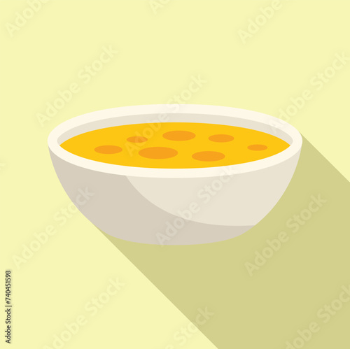 Eat cream soup icon flat vector. Repast savory. Plate cuisine serving