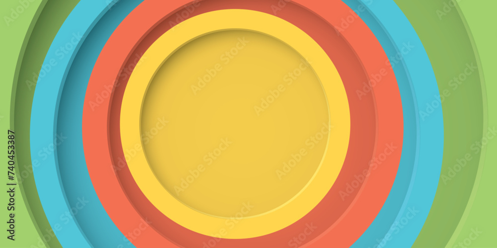 Fototapeta premium Abstract colorful three dimension circle frame paper cut style on vector illustration template.
