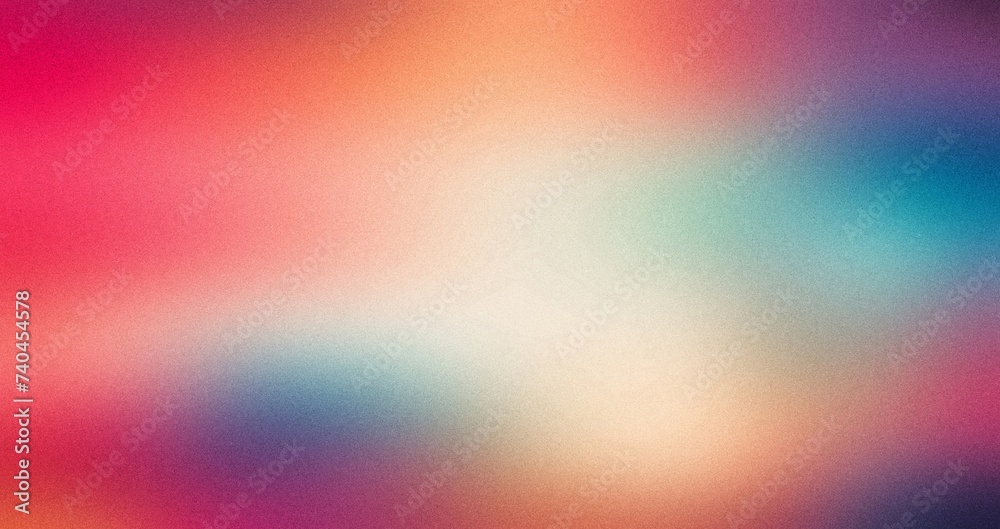 Red orange blue purple abstract grainy poster background vibrant color wave dark noise texture cover header design