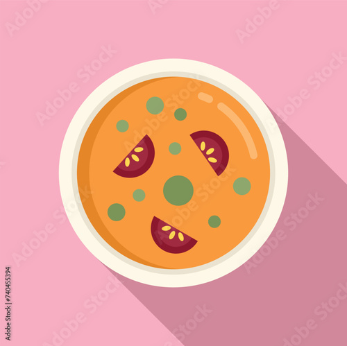 Cooking food icon flat vector. Cream soup bowl. Gastronomy dining