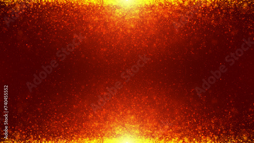 Luxury mirror gold particles  floating on orange and red gradient backgrounds. Used for event  awards  design  covers  visual art  advertisement  stage background.