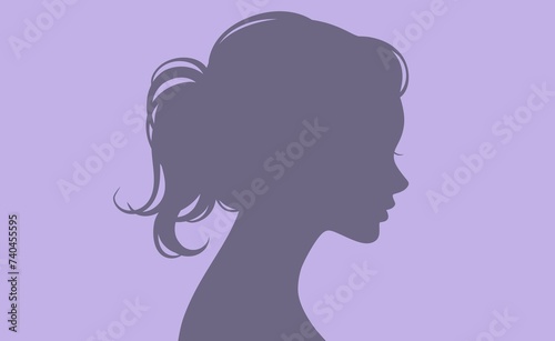 女性・女の子の横顔シルエットイラスト素材 © ILLUSTRATION ＊ STORE