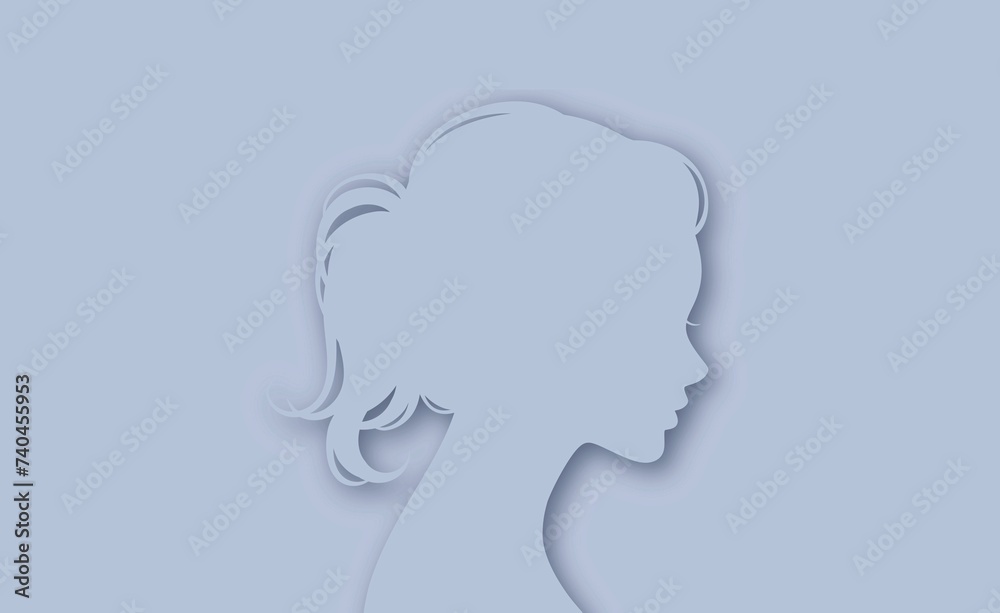 女性・女の子の横顔シルエットイラスト素材