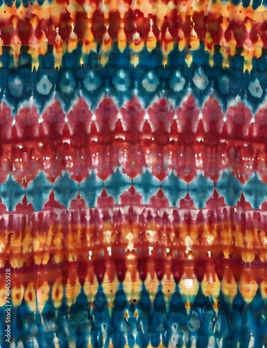 Bohemian Textile Tie Dye Texture. Tiedye Round Generative AI