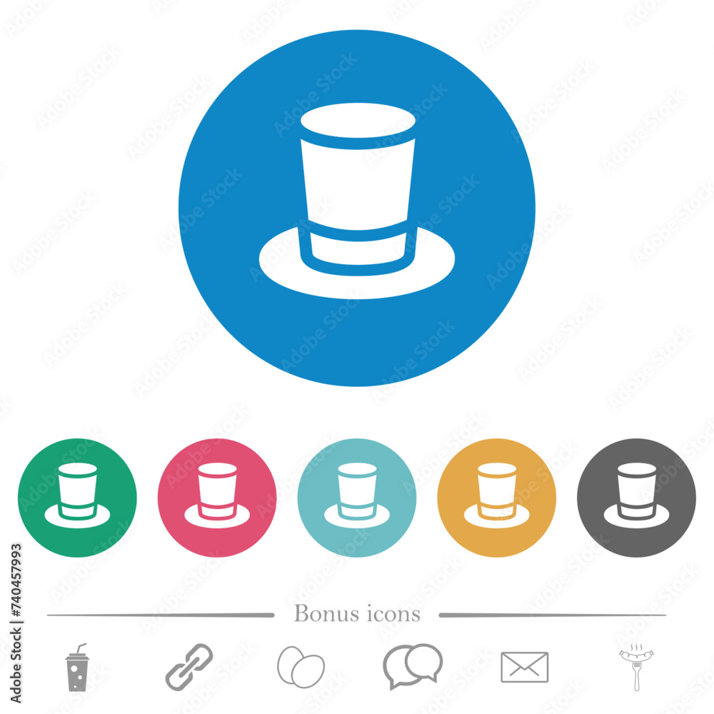 Cylinder hat solid flat round icons Cylinder hat solid flat round icons