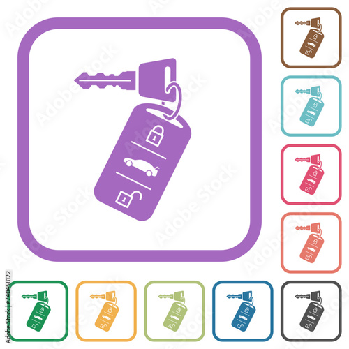 Car key with remote control simple icons
