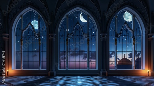  Illustration of Amazing Architecture: Window with Crescent Moon