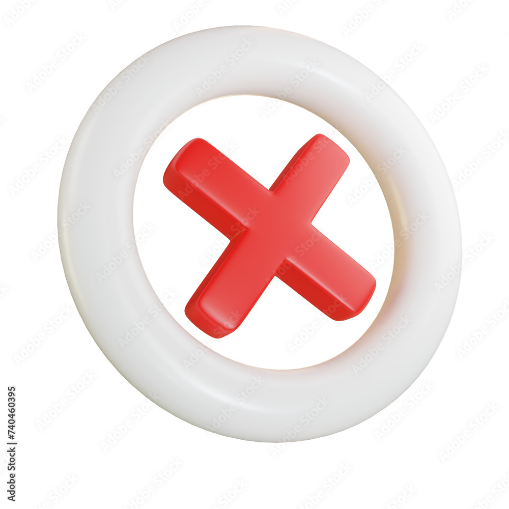Red cross 3d render button, No icon Red cross 3d render button, No icon