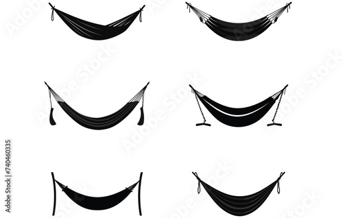 Hammock silhouette. illustration of hammock vector,Sleep hammock vector ,Relax hammock icon set photo