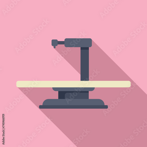 Patient bed examination icon flat vector. Review survey. Lab resonance machine