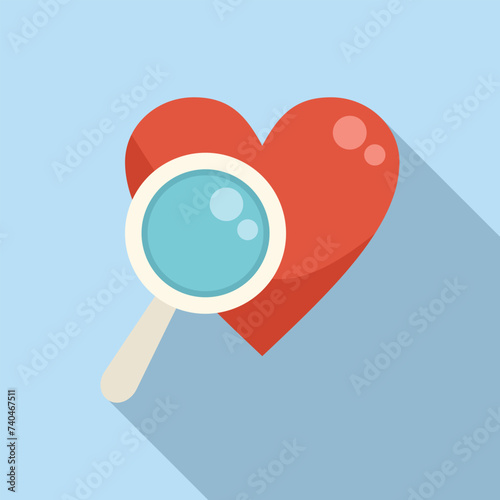 Heart patient examination icon flat vector. Clinic review. Inspection wellness machine