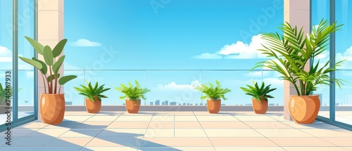 Illustration minimal outdoor roof terrace