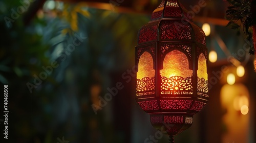 Lantern with Night Light Background for the Muslim Community