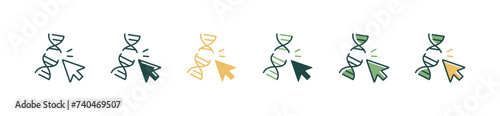 dna genetic icon set with cursor pointing to genome biotechnology vector illustration