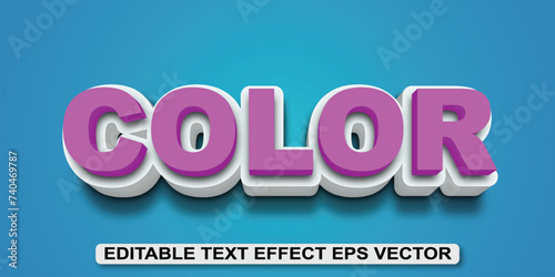 Color pink color editable 3d text effect eps vector