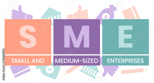 SMB - Small and Medium-Sized Enterprises. acronym, business concept background. Vector illustration for website banner, marketing materials, business presentation, online