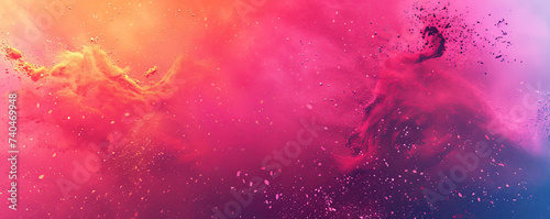 Indian Holi Festival Celebration. Abstract banner with paint color powder explosion photo