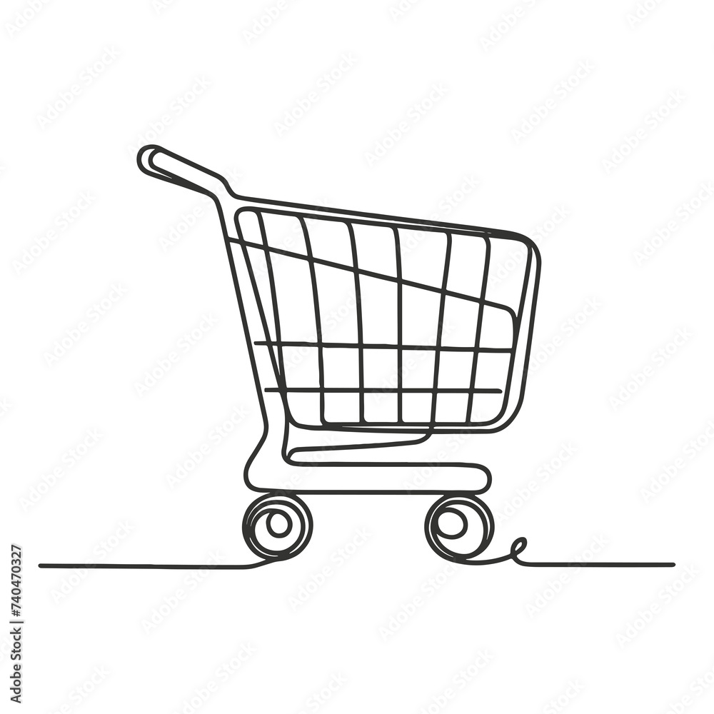Shopping cart in line drawing style Shopping cart in line drawing style
