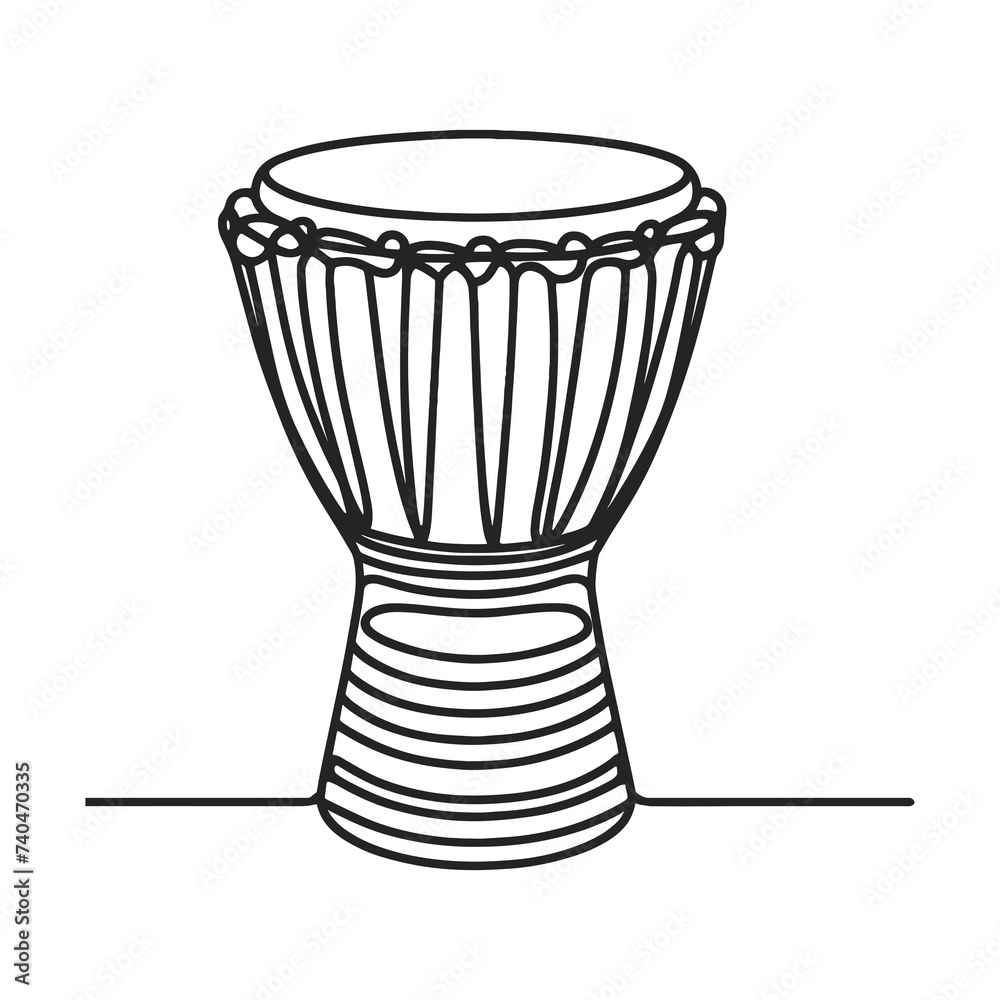 African drum in a line drawing style African drum in a line drawing style