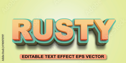 Rusty gradient color editable 3d text effect eps vector