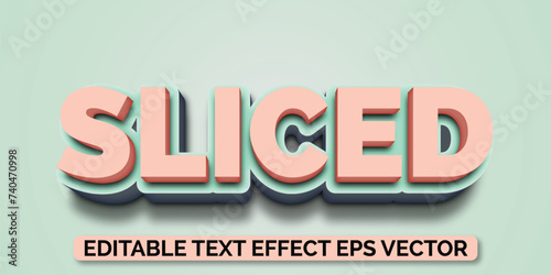 Sliced grey color editable 3d text effect eps vector