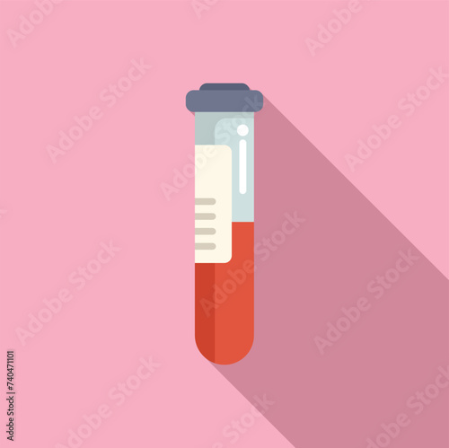Blood test tube icon flat vector. Review clinical body. Machine diagnosis