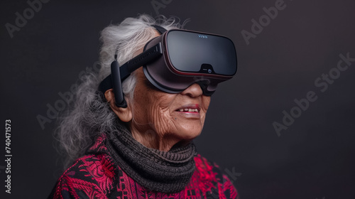 elderly man emotional joyful surprised with virtual reality sunglass