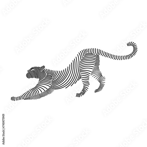 Simple line art illustration of a leopard 3