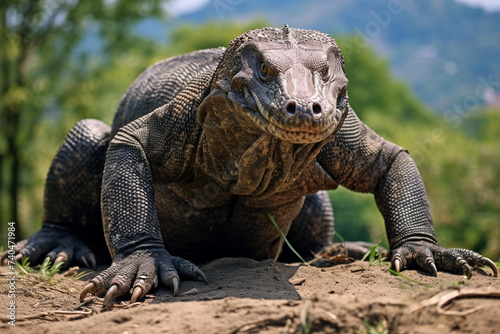 Komodo dragon is on the ground Indonesia © RBY