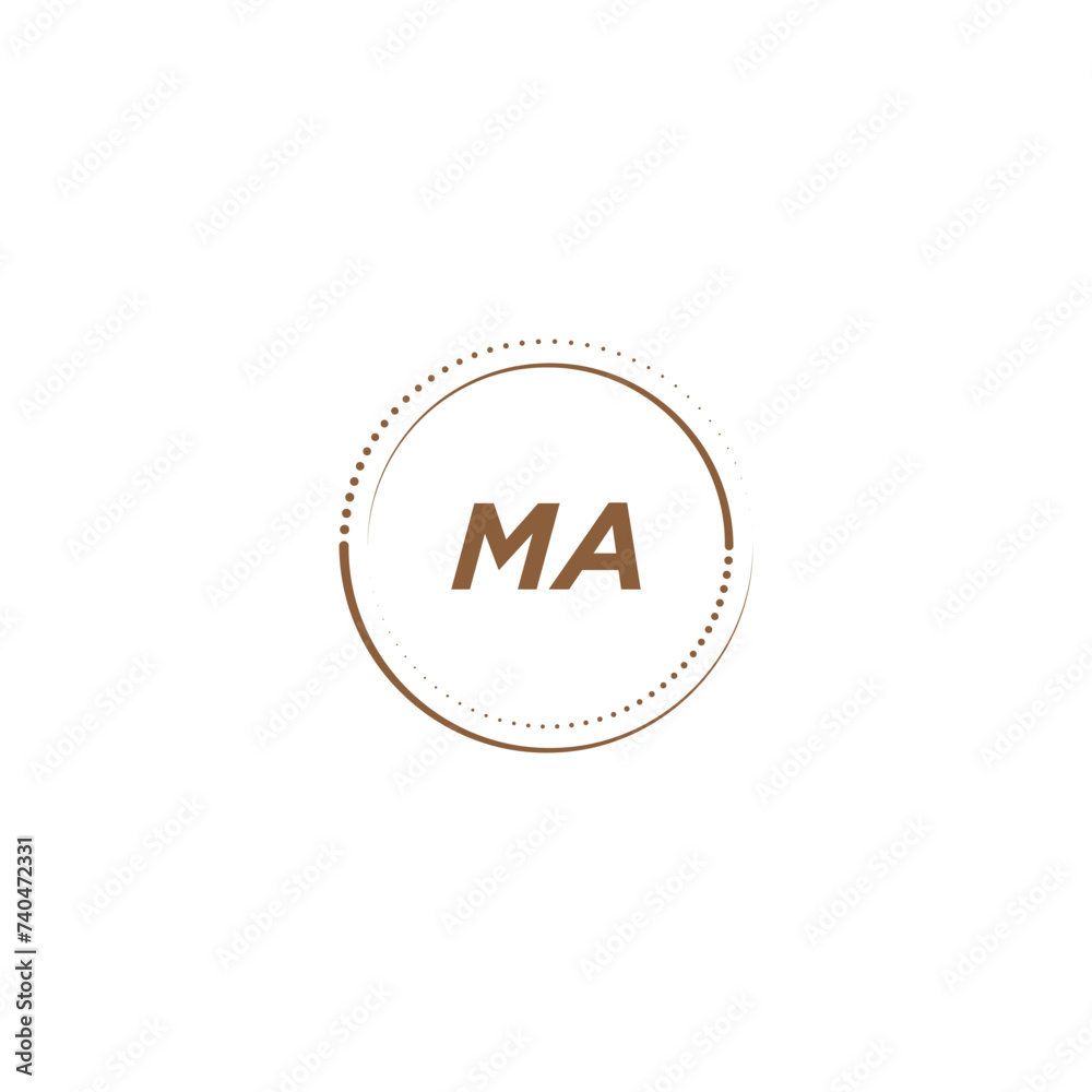 Fototapeta premium MA creative initial letter flat monogram logo design with White background.Vector logo modern alphabet golden color font style.