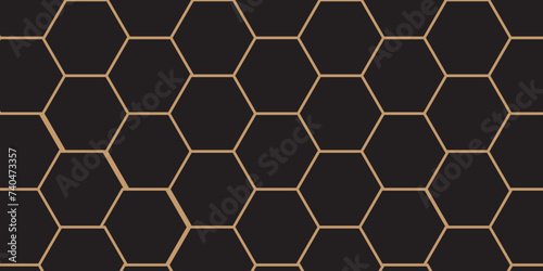 Seamless creative geometric Pattern of white hexagon black abstract hexagon wallpaper or background. 3D Futuristic abstract honeycomb mosaic white background. black hexagon geometric texture.