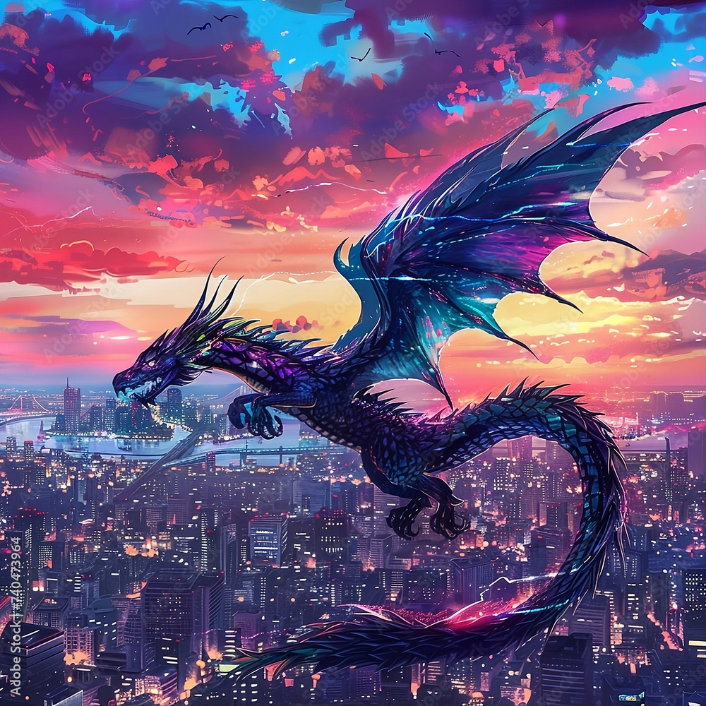 Cartoons Vektor Kunst Design Silhouette Drache Fliegen Fantasie 
